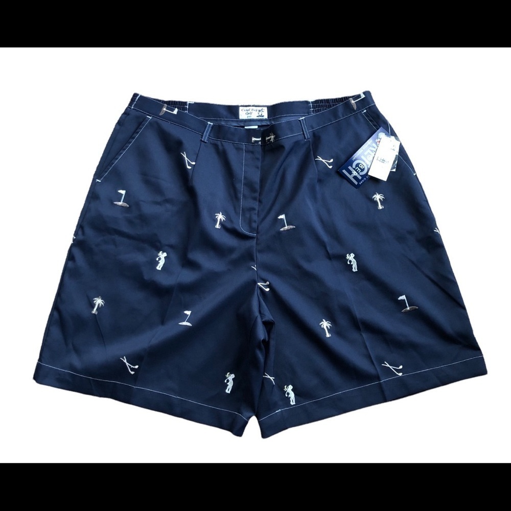Coral Bay Golf Plus Microfiber Navy Shorts 20W Embroidered Golf Club Novelty